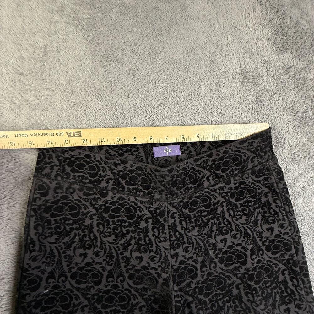 NYDJ Not Your Daughters Jeans Sz 2 Black Floral Velvet Pull On Pants Lift Tuck - Picture 5 of 9